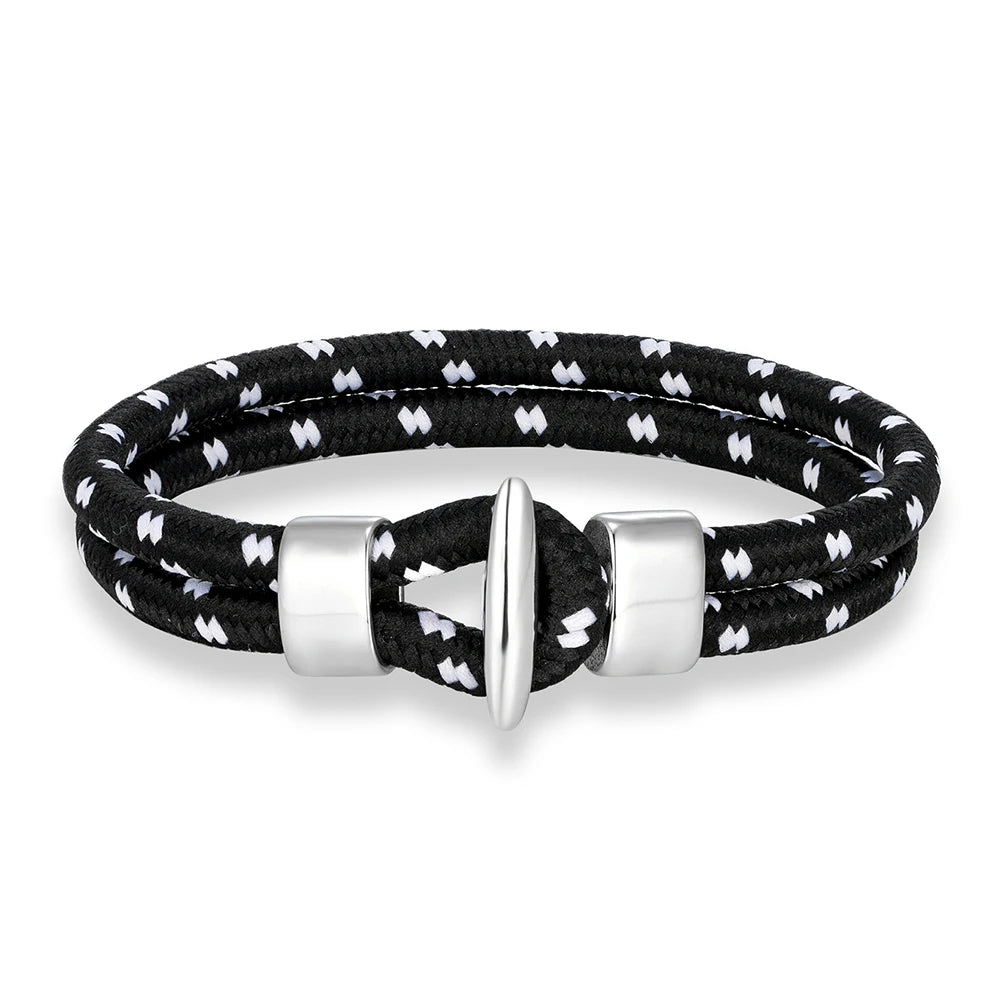 Patterned Rope Bracelet – Toggle Clasp, 17–23 cm