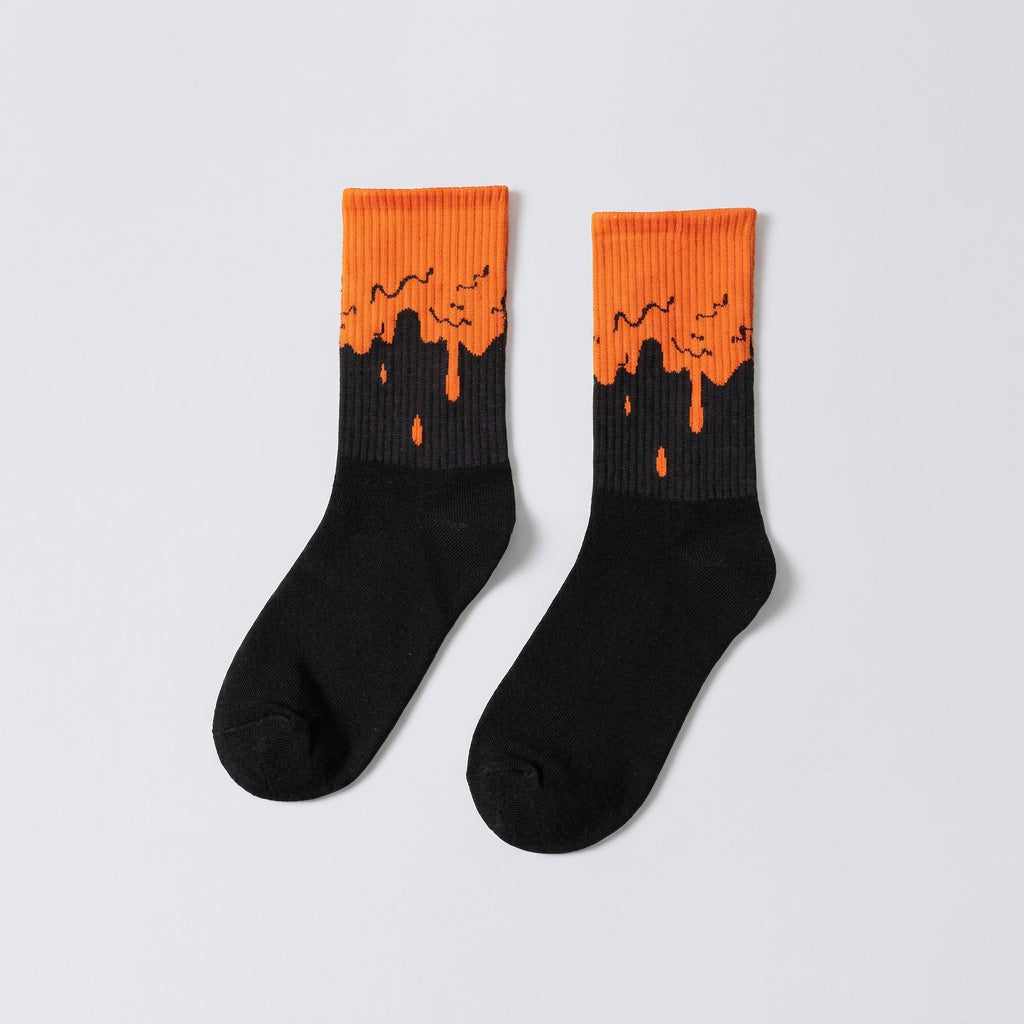 Drip Pattern Crew Socks – Cotton Blend, 5 Colors