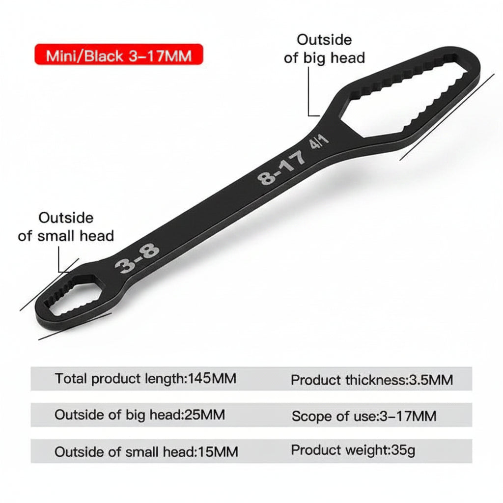 Universal Torx wrench 8-22 mm, adjustable, double head key plate deideas
