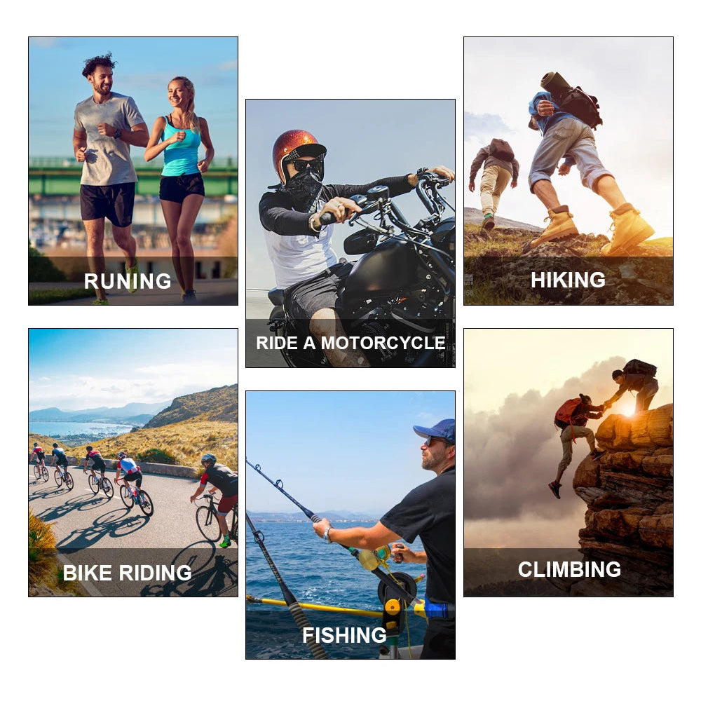 Promotional graphic for outdoor activities with text 'Prevent Bask In' and images of people engaging in various sports.