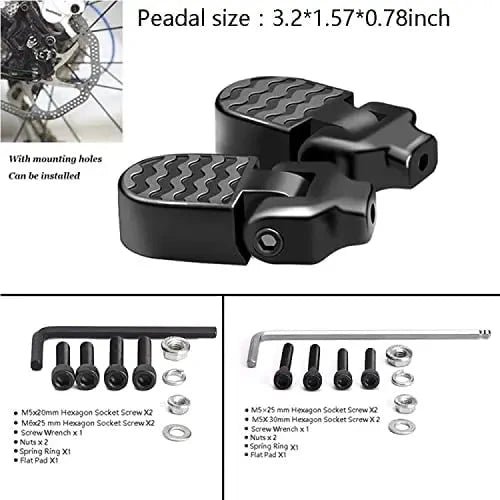 Folding rear pedals for bicycles Aluminum alloy non-slip footrests with quick release deideas
