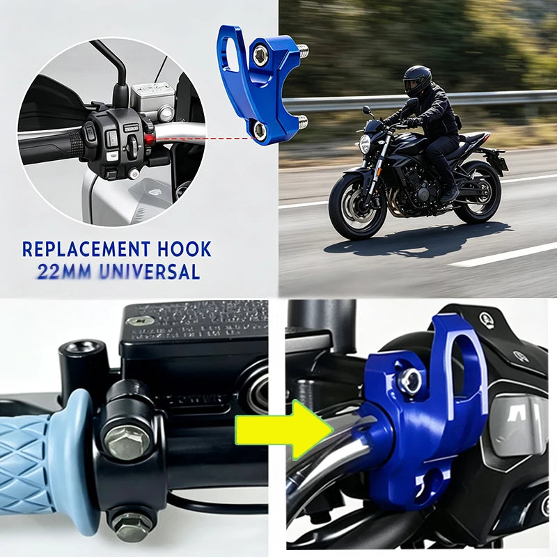 Motorcycle Helmet & Bag Hook – Clamp Mount, 5 Colors