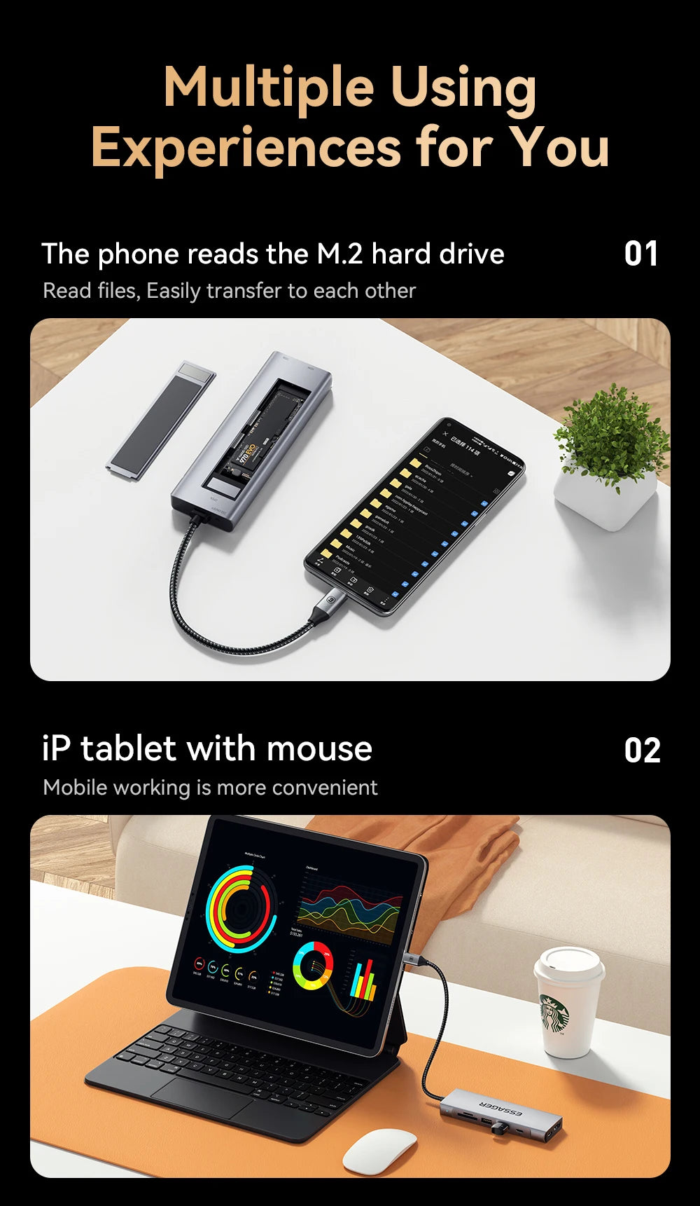 8-in-1 USB-C Hub with M.2 SSD Enclosure – HDMI & PD