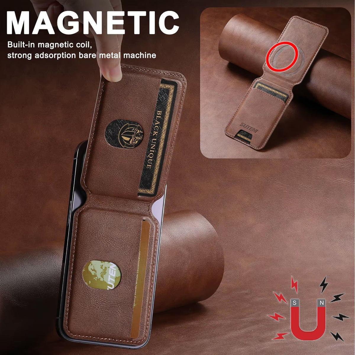 Wallet Pro Magnetic Leather Wallet for iPhone 17 16 Pro Max, 15, 14, 13, 12 and 11 deideas
