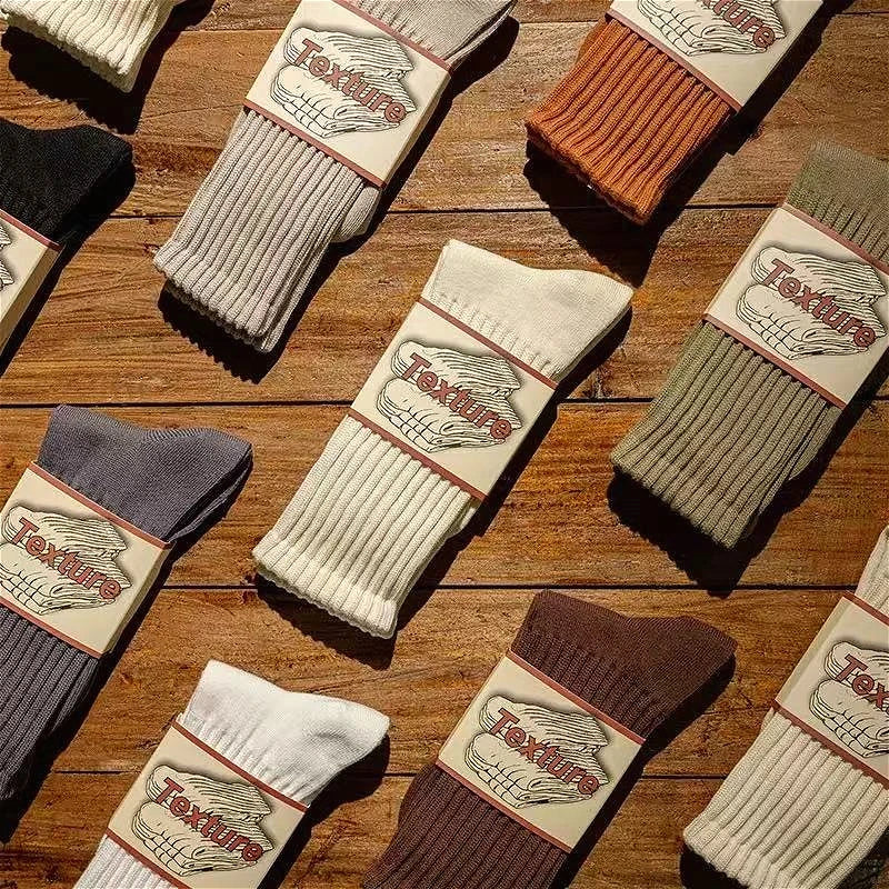 Retro Cushioned Crew Socks – Thick Cotton Blend
