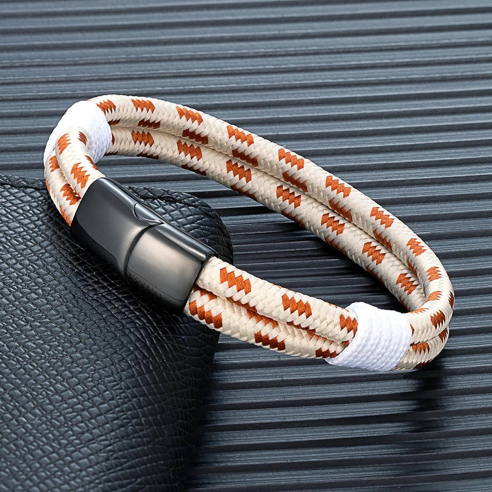 Fashion Nautical Bracelet Woven Rope with Stainless Steel Accent deideas