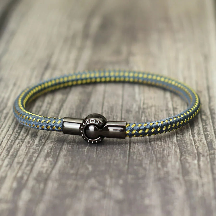 Outdoor Sports Cycling Mens Rope Bracelet Black Magnet Buckle Wrap Bangle Pulseira Corda Masculina Pulceras Hombres Elegante deideas