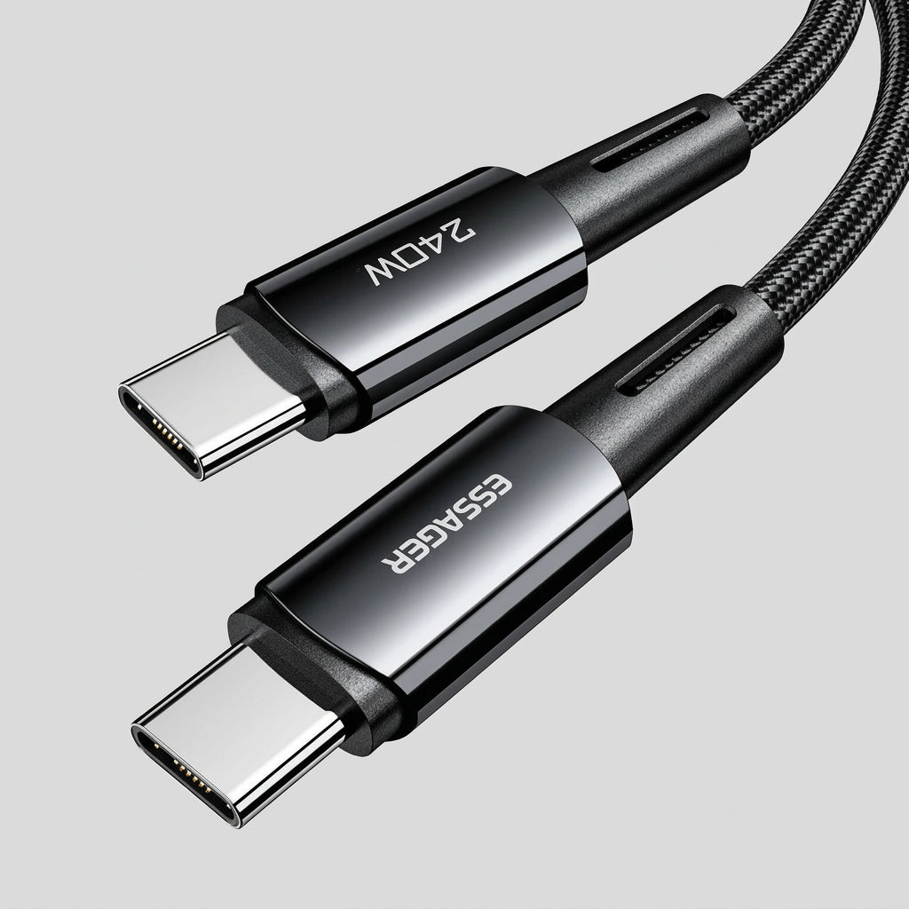 USB-C to USB-C Braided Cable – 1 or 2 m, Dark Grey