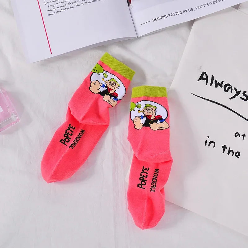Cartoon Jacquard Crew Socks – Unisex EU 35–41