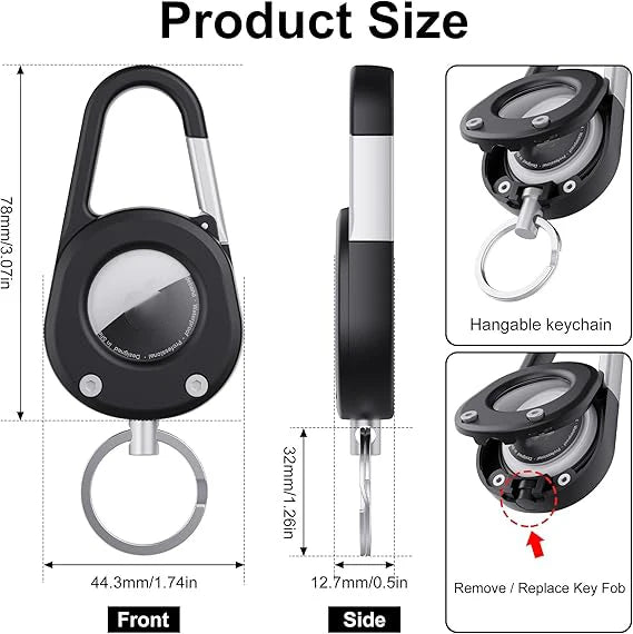 For AirTag Hardness Holder with Carabiner Anti-Scratch Shell Anti-Lost Locator Case Keychain Ring for Apple Airtags Accessories deideas