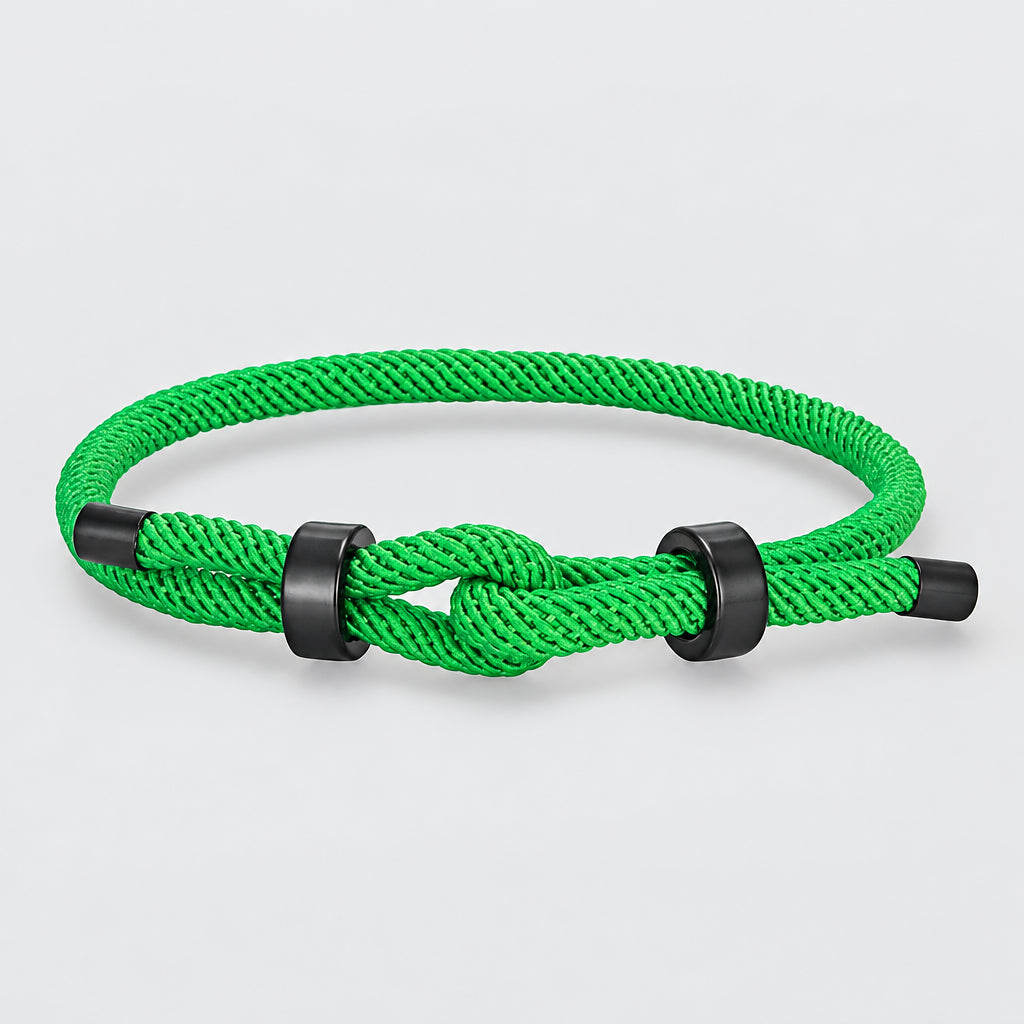 Adjustable Rope Bracelet Black Steel Charm, Waterproof & Durable deideas