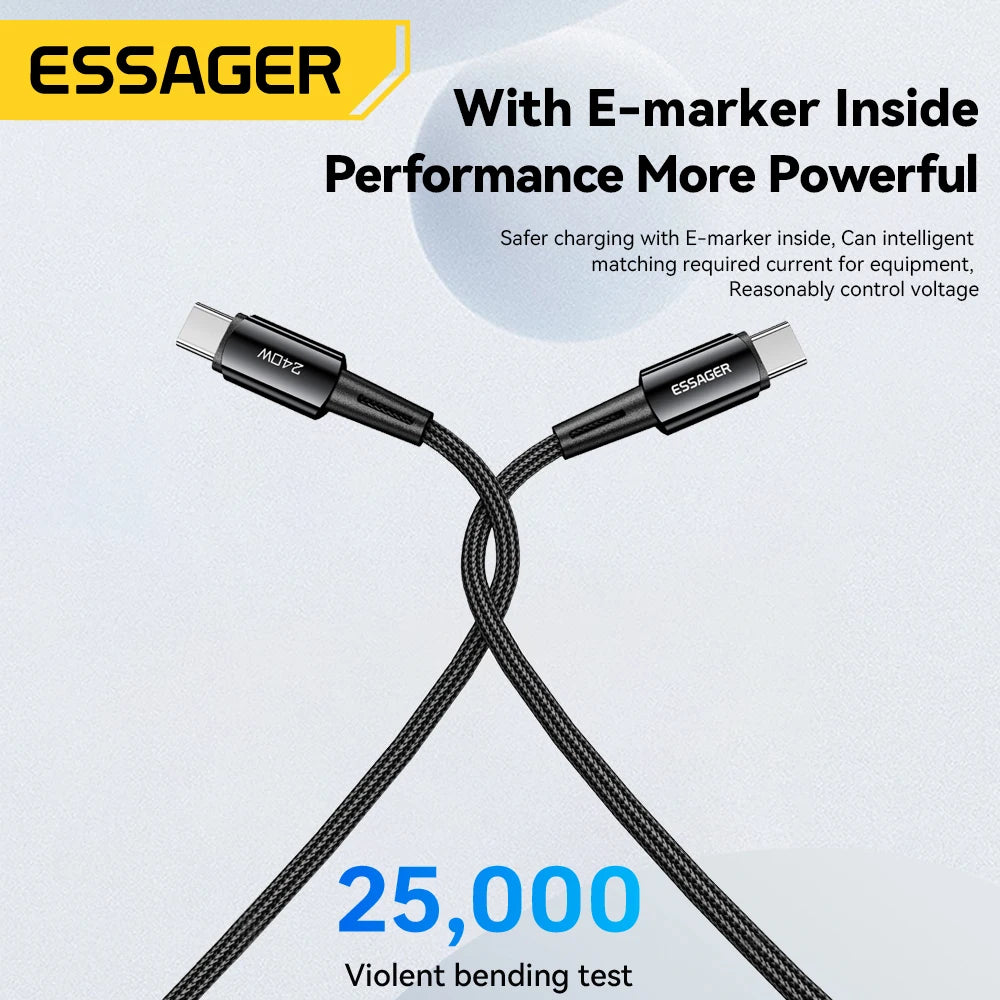 USB-C to USB-C Braided Cable – 1 or 2 m, Dark Grey