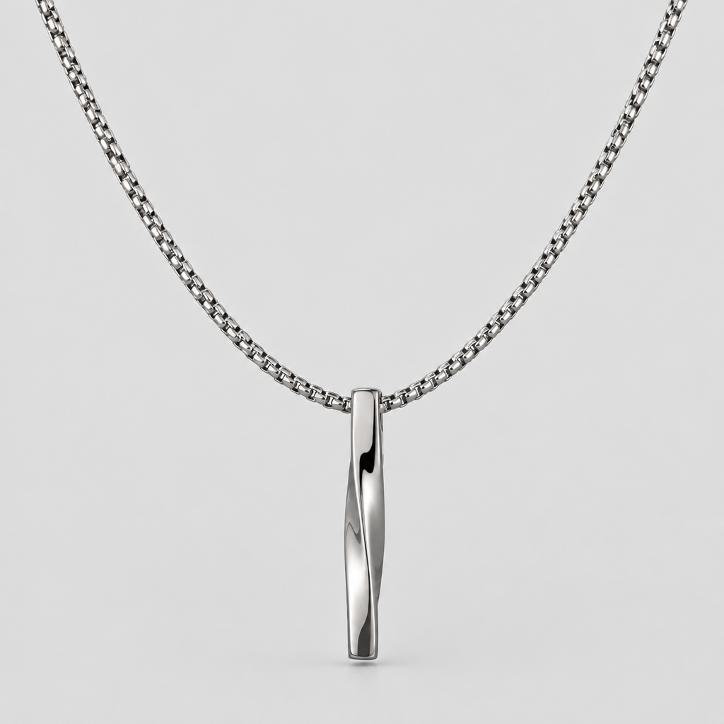 Spiral Cylinder Pendant – Stainless Steel, Pendant Only