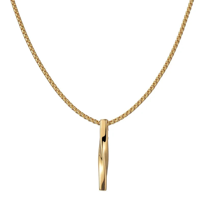 Men’s Stainless Steel Spiral Cylinder Pendant Necklace Elegant Geometric Charm for the Modern Man deideas
