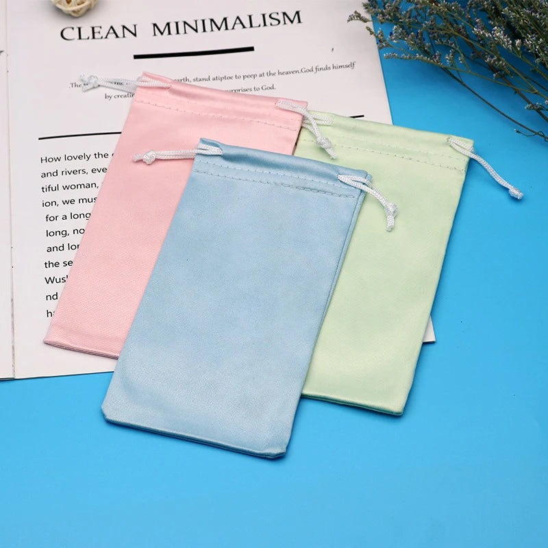 Microfiber Eyeglasses Pouch Soft Drawstring, 18x9cm