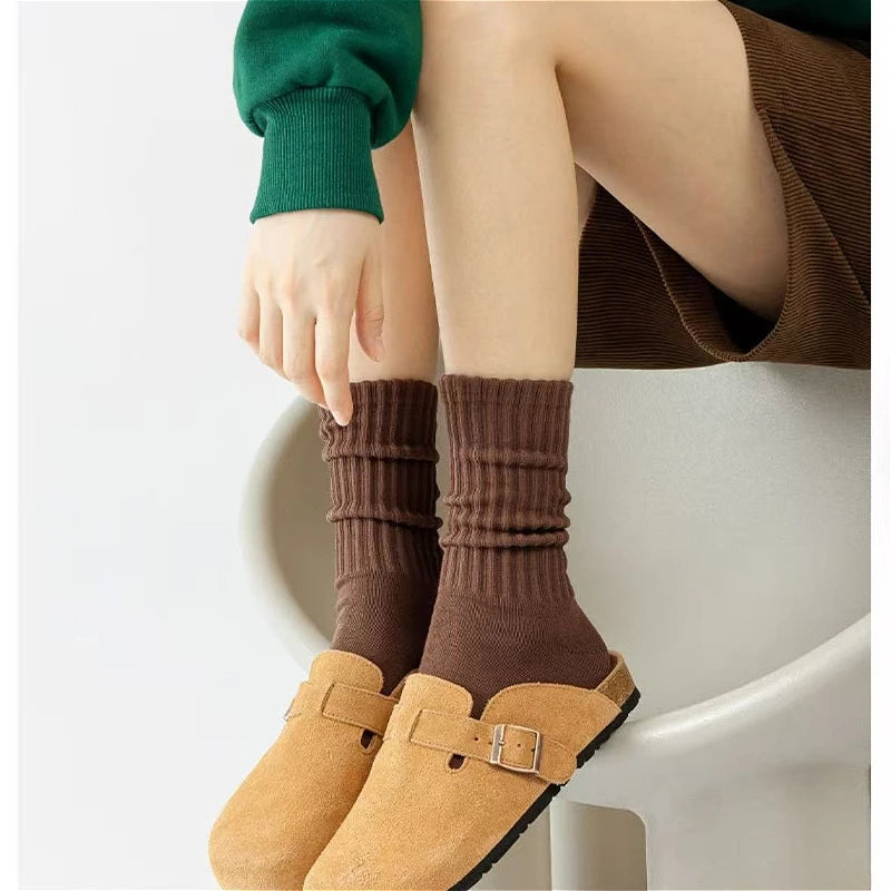 Retro Cushioned Crew Socks – Thick Cotton Blend