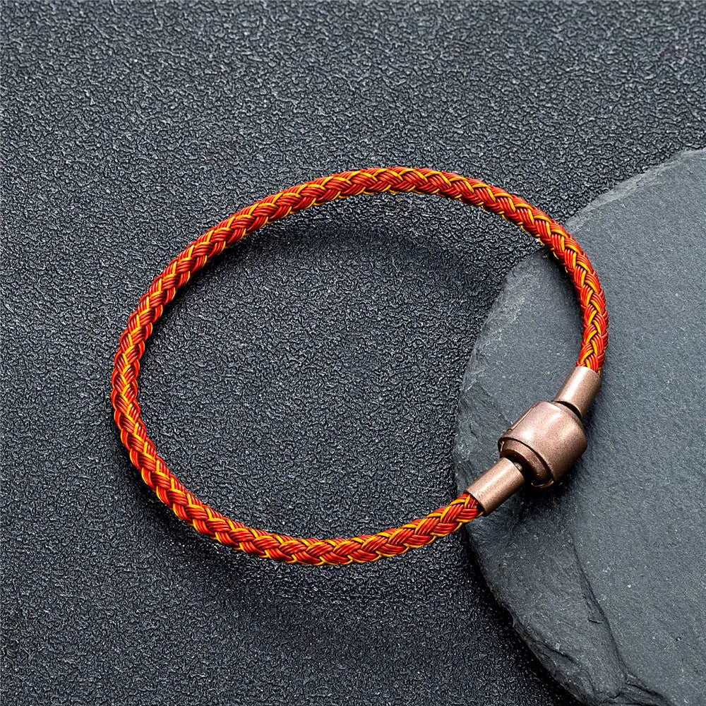 Braided Steel Cable Bracelet – 22 Colors, 19–23 cm