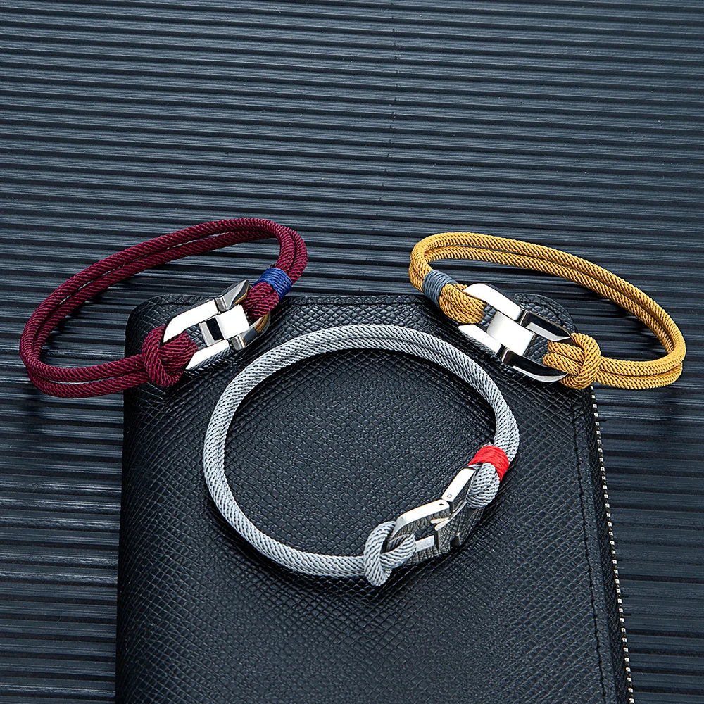 Double-Strand Rope Bracelet – Silver-Tone Clasp, 17–23 cm