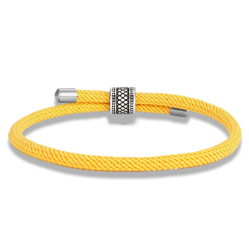 Rope Bracelet – Diamond-Pattern Bead, 15 Colors