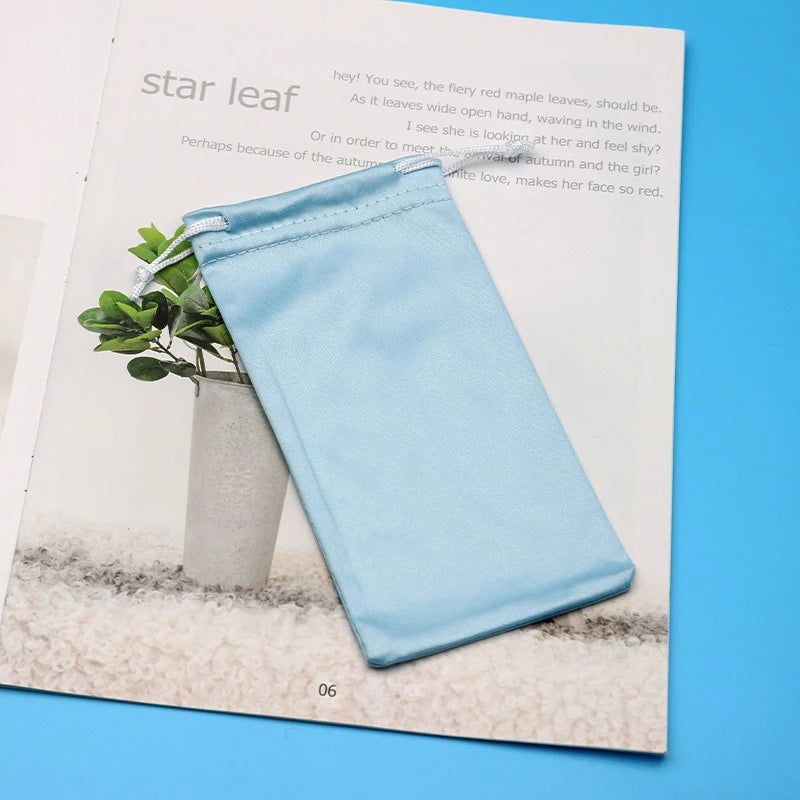 Microfiber Eyeglasses Pouch Soft Drawstring, 18x9cm