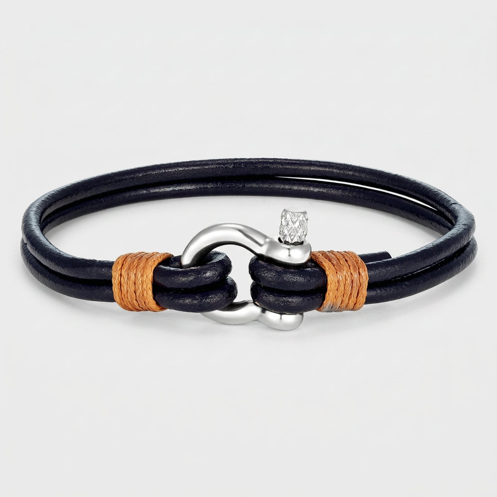 Leather Shackle Bracelet – Screw-Pin Closure, 4 Colors
