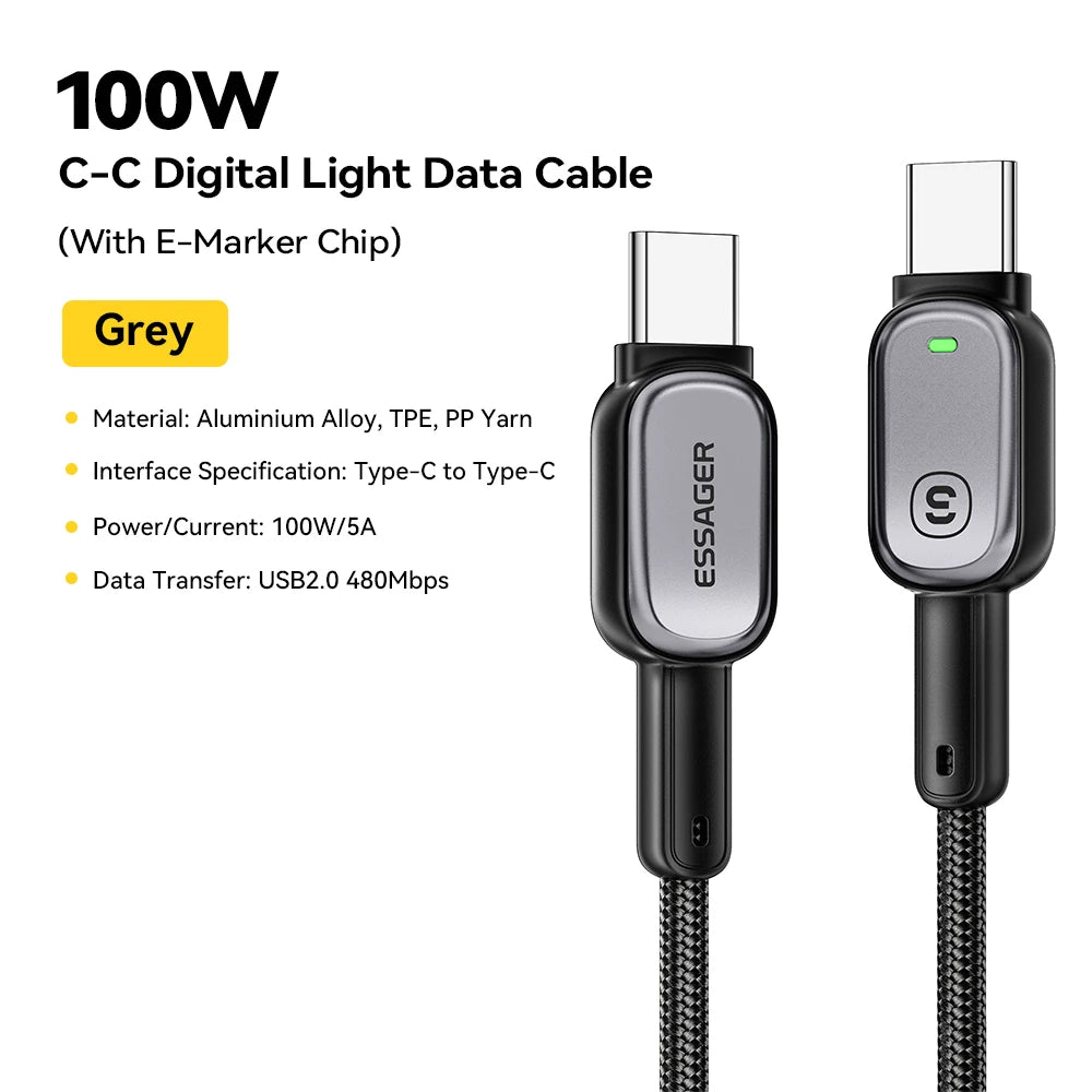USB-C Cable with Charging Indicator – 60W or 100W