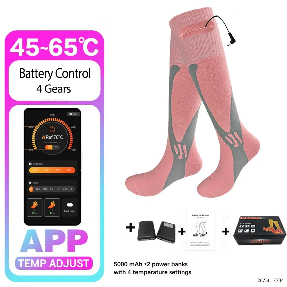 Rechargeable Heated Socks – Black or Pink, One Pair