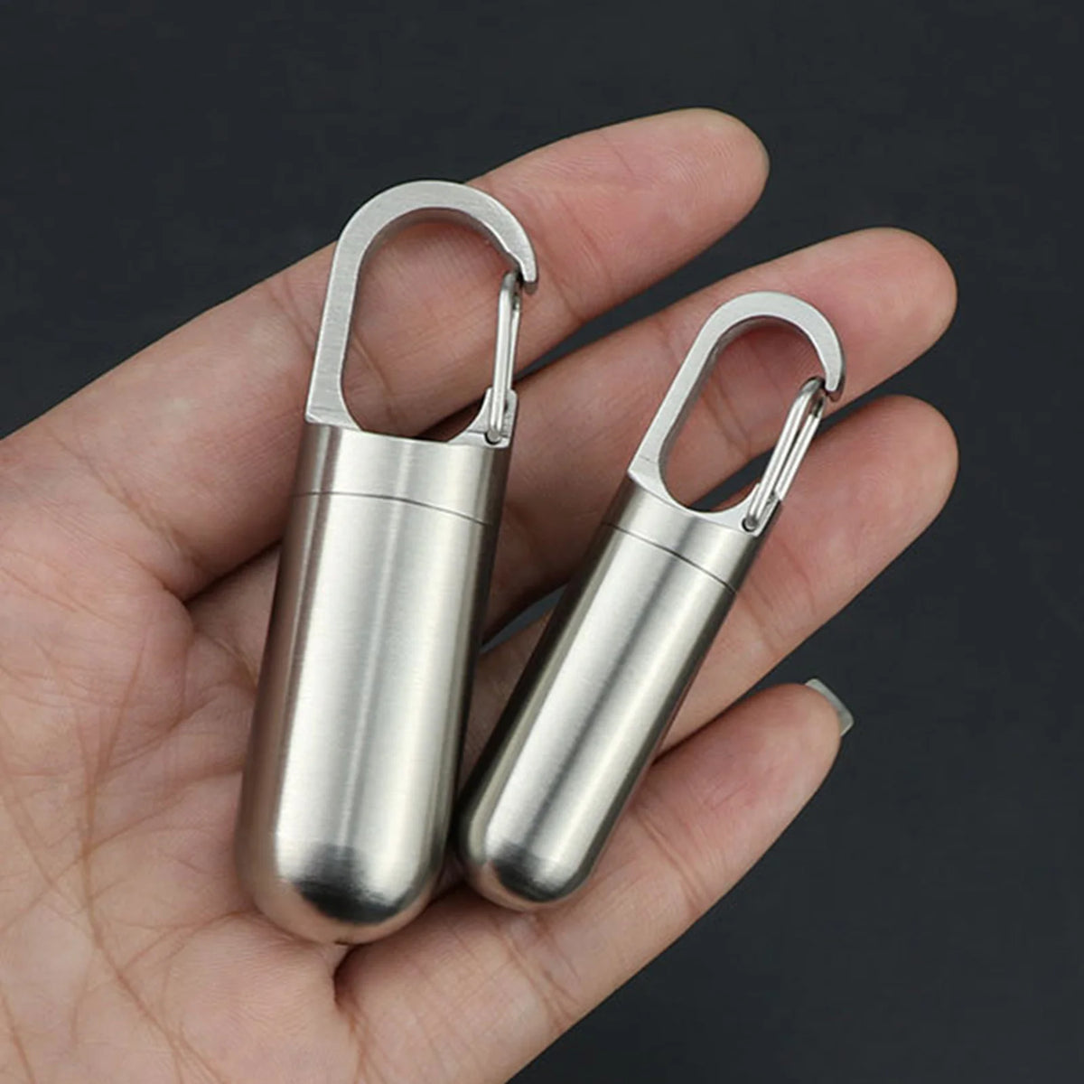 Pill Keychain Container – Screw-Top Capsule, 3 Sizes