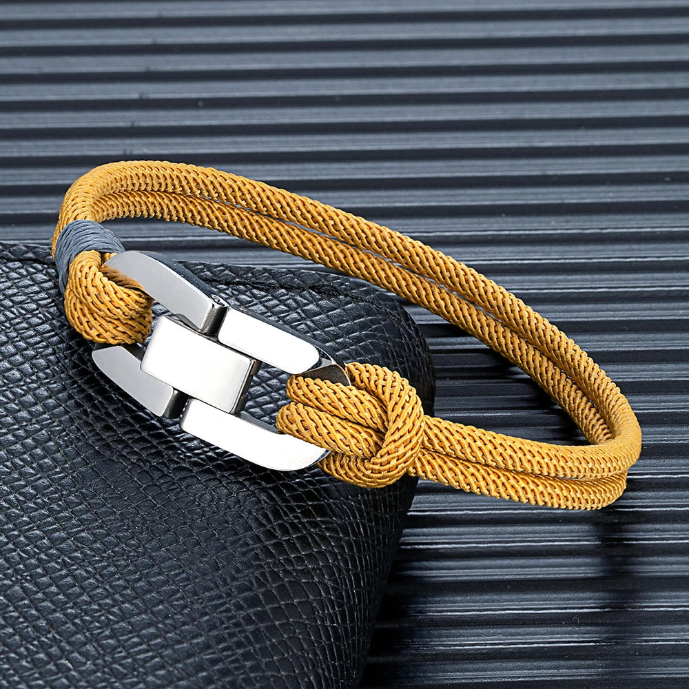 Double-Strand Rope Bracelet – Silver-Tone Clasp, 17–23 cm