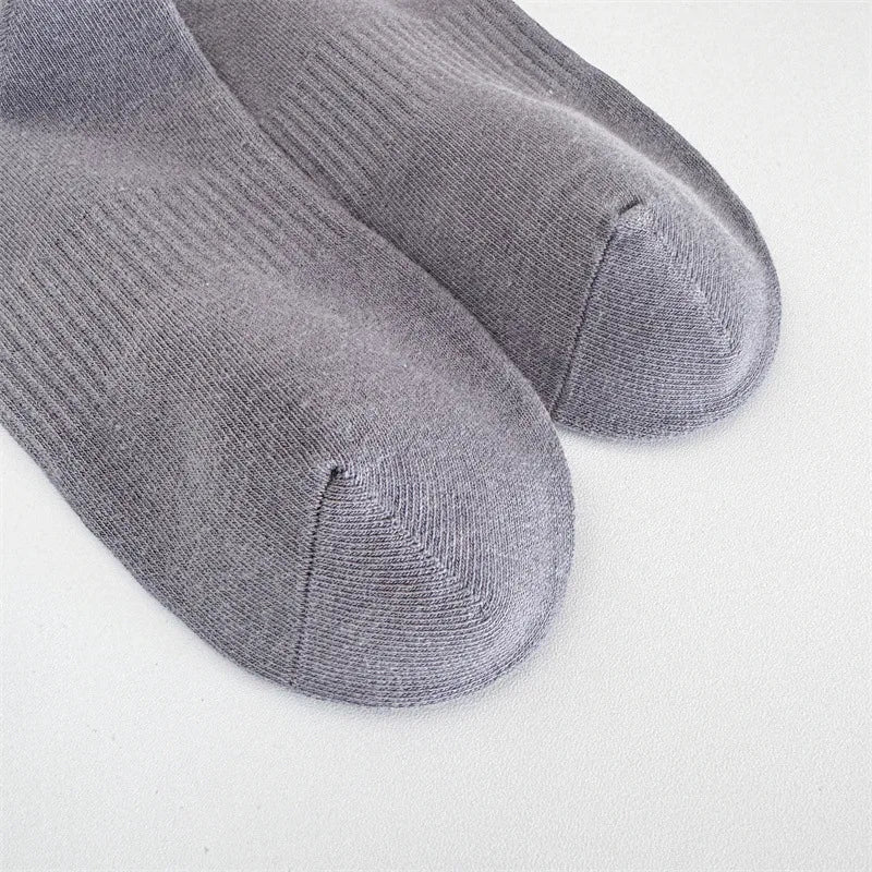 Embroidered Cross Crew Socks – Ribbed Cuffs, 4 Colors