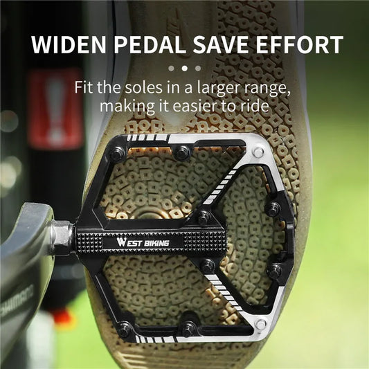 Aluminum Flat Bike Pedals – Double-Sided Pins, Black Pair