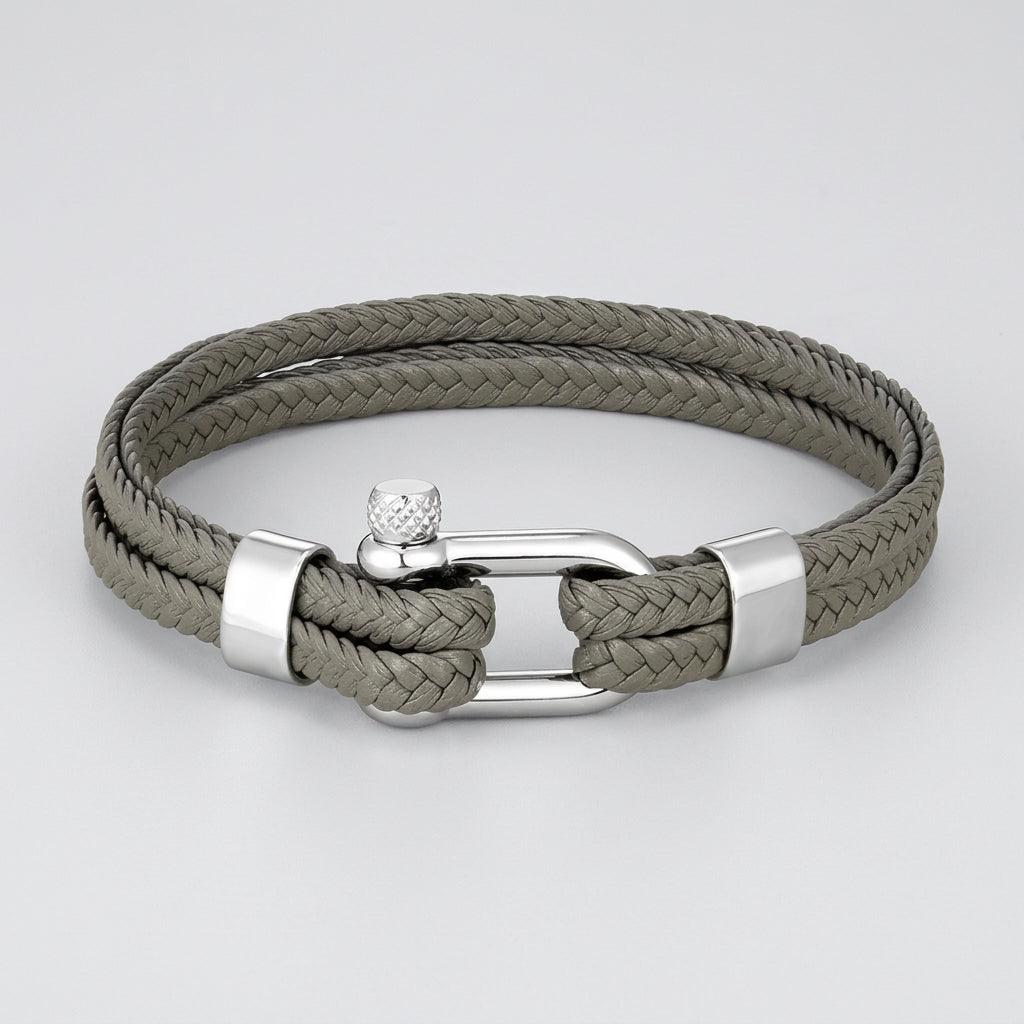 Braided Leather Shackle Bracelet – 5 Colors, 19–23 cm