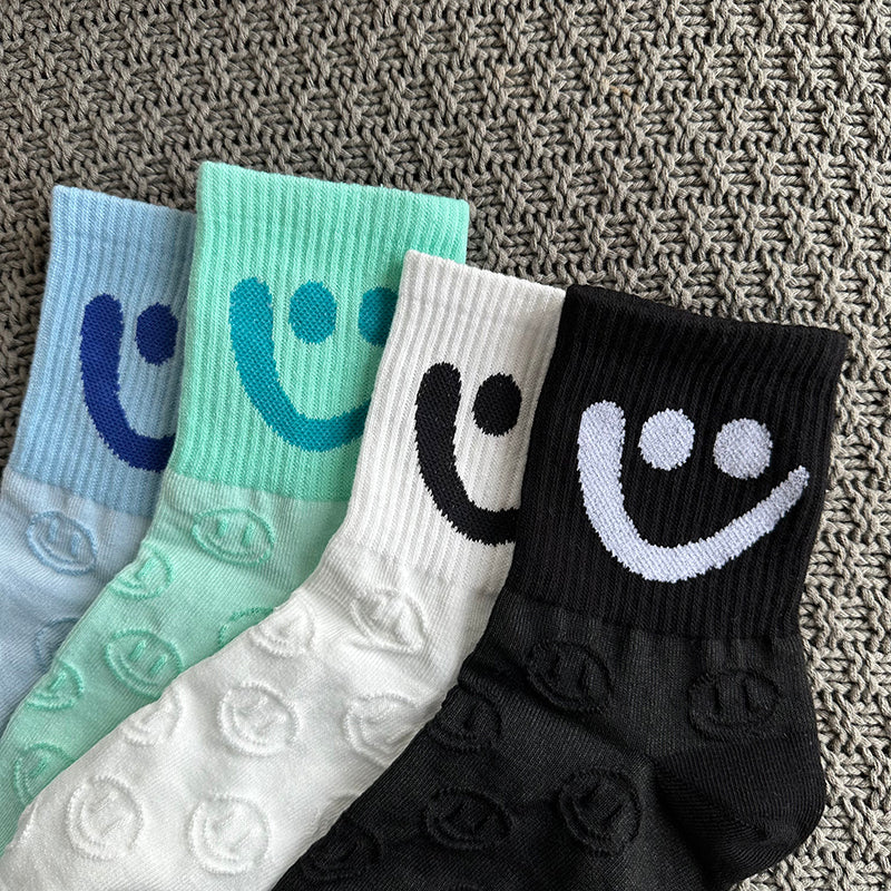 Smiley Face Socks – Cotton Blend, 4-Pair Box, EU 36–43