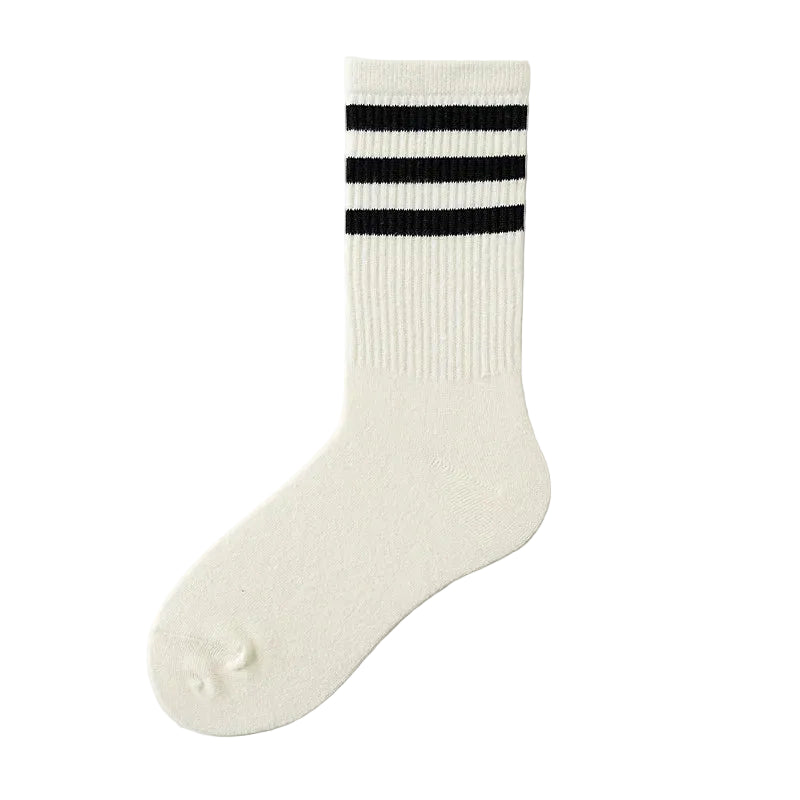 Striped Jacquard Cotton Crew Socks, Unisex EU 36-43