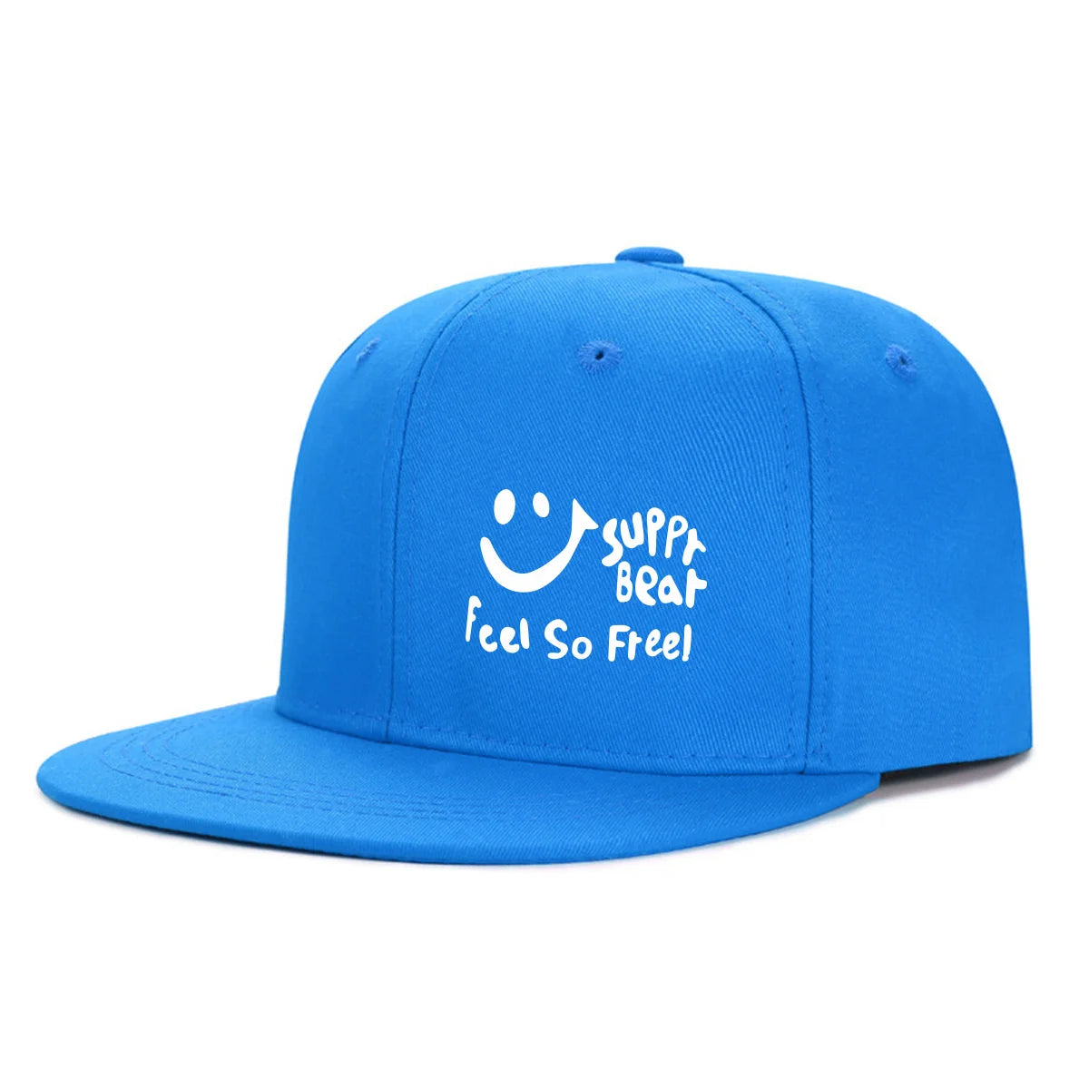 Smile Graphic Flat-Brim Cap – Breathe, 16 Colors