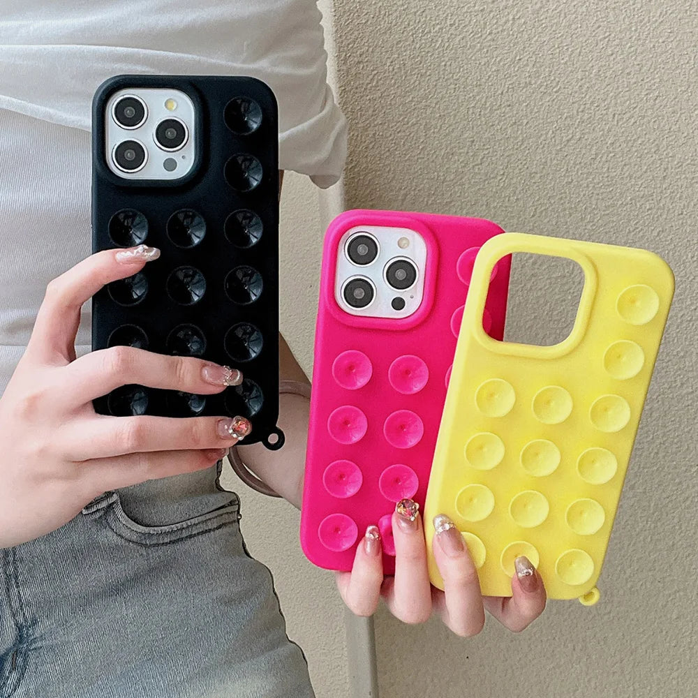 Suction Cup iPhone Case with Wrist Lanyard – 6 Colors