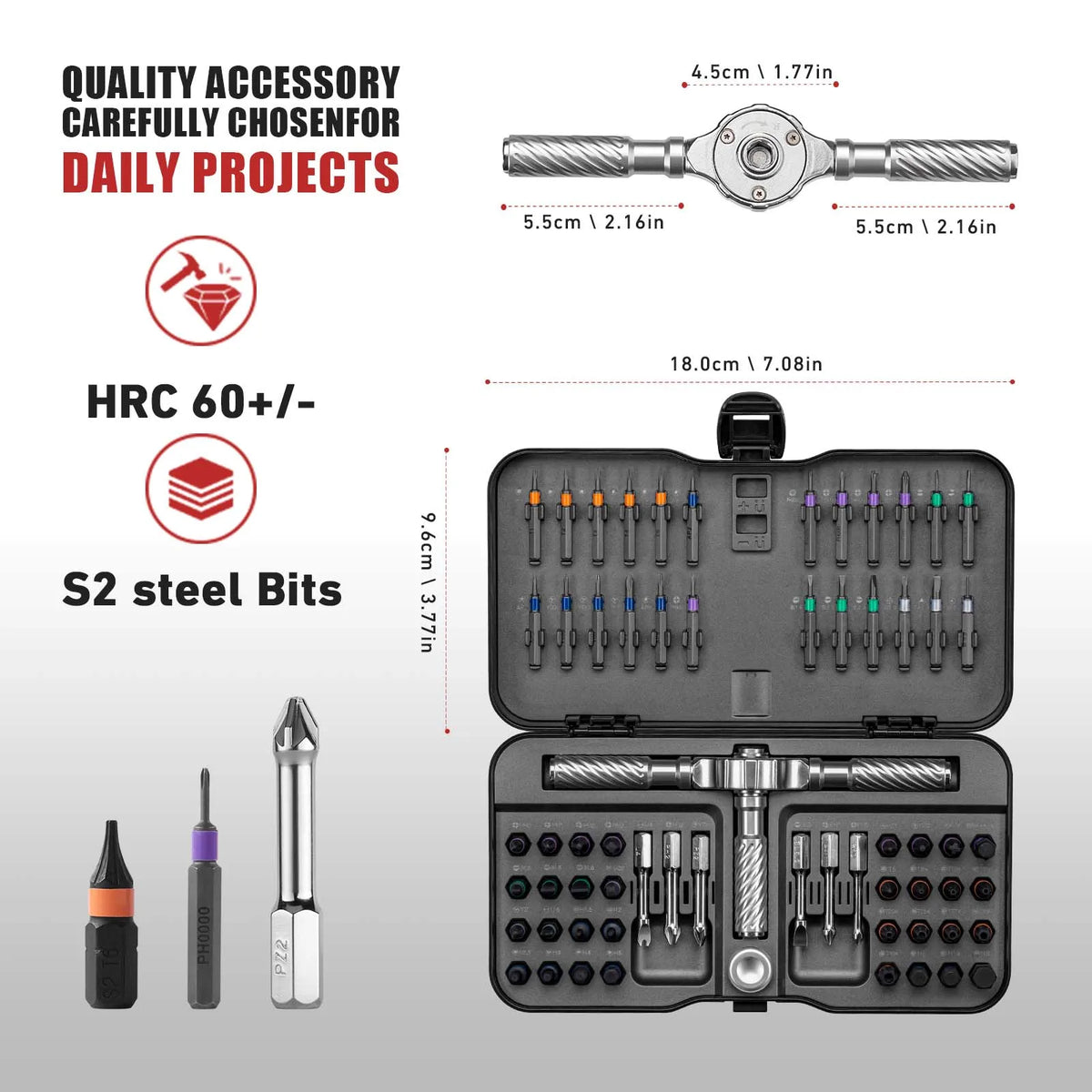 66-in-1 Magnetic Ratchet Screwdriver Set – T-Handle