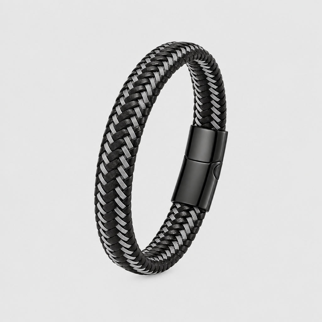 Stainless Steel Braided Leather Bracelet Elegant Style deideas