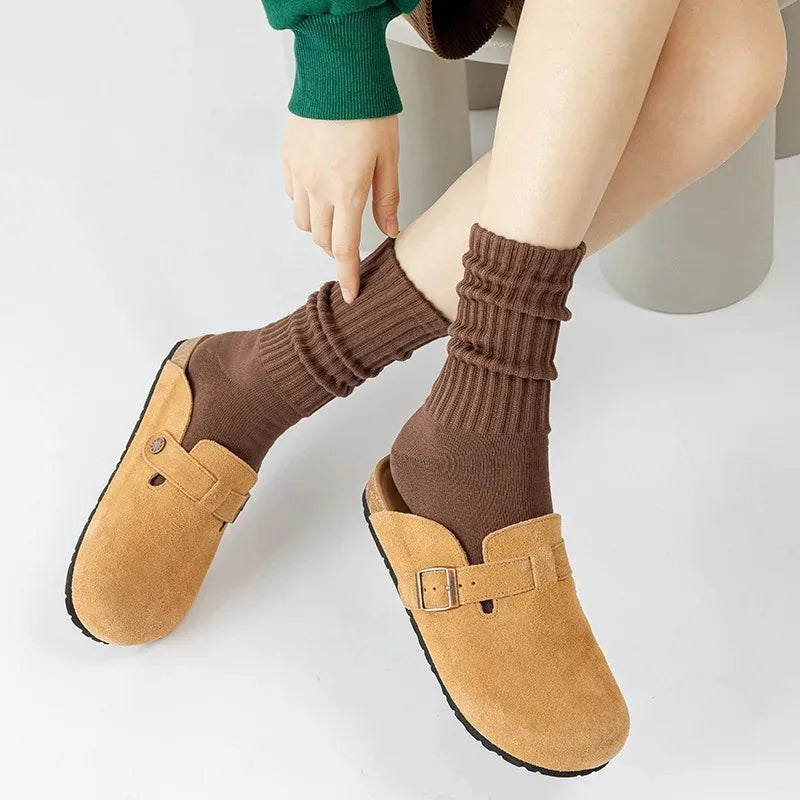 Retro Cushioned Crew Socks – Thick Cotton Blend