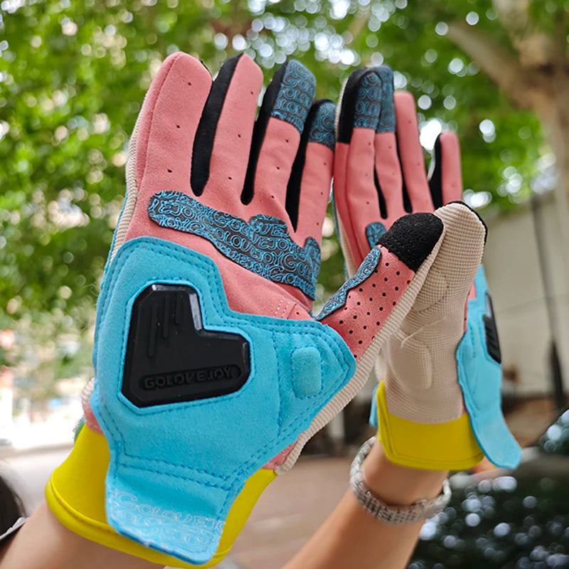 Full-Finger Riding Gloves – Color-Block Design, S–XXL