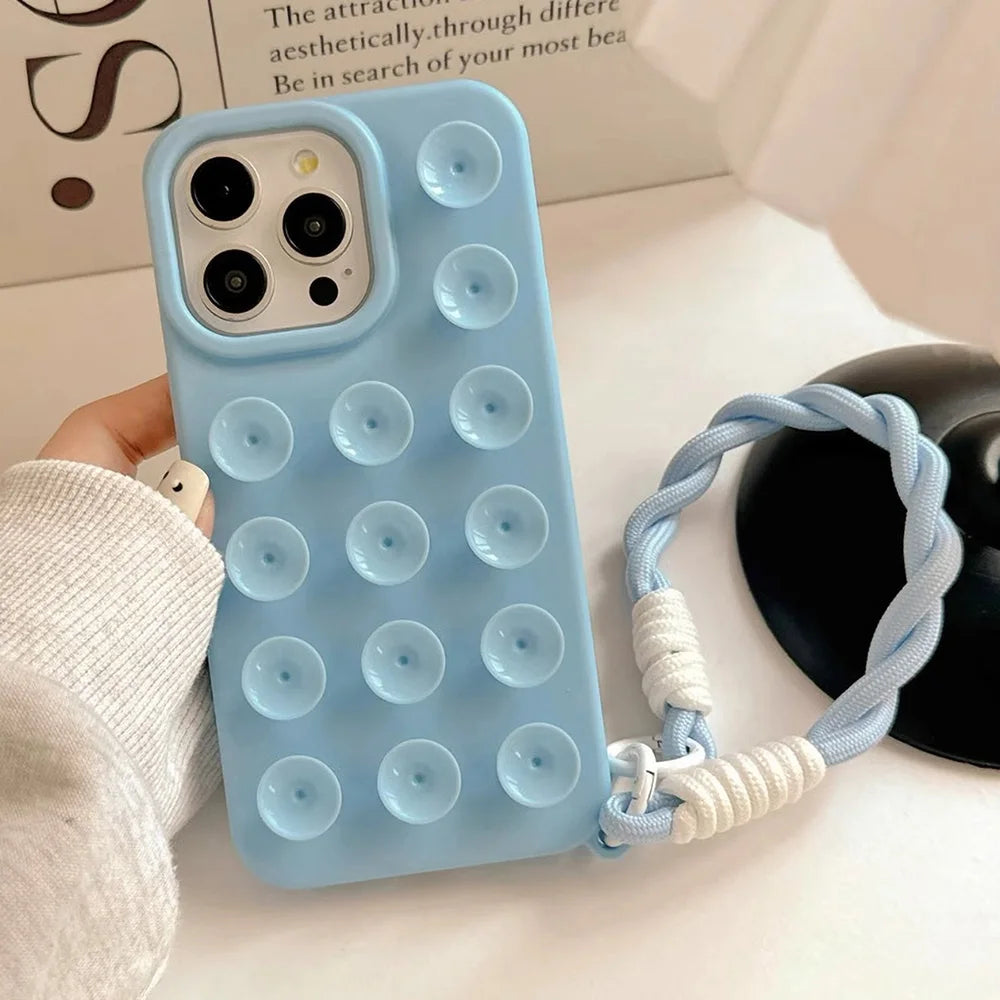 Suction Cup iPhone Case with Wrist Lanyard – 6 Colors