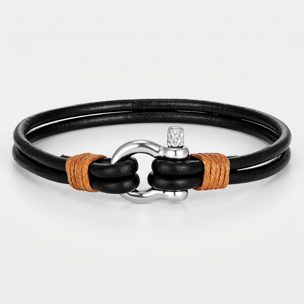 Leather Shackle Bracelet – Screw-Pin Closure, 4 Colors