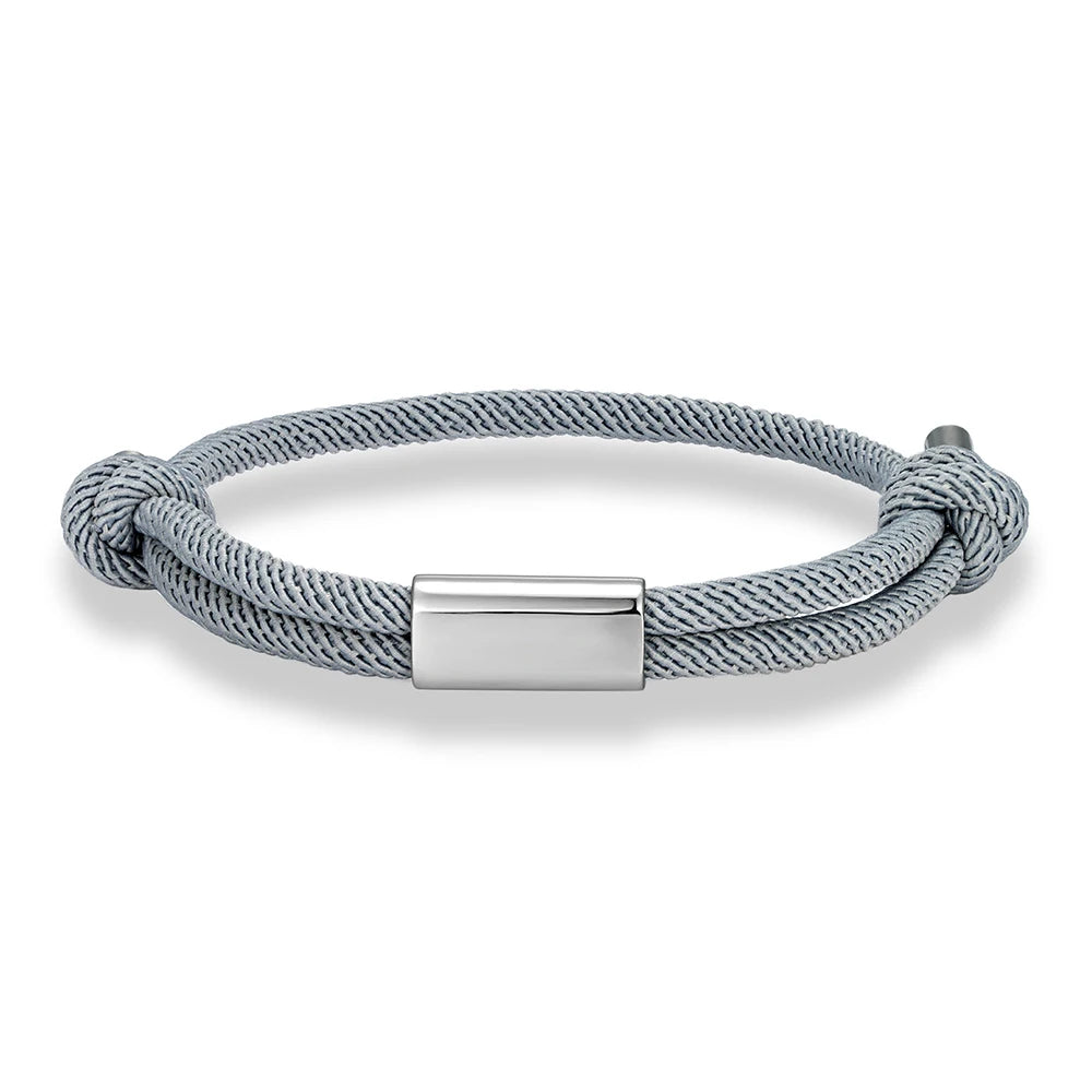Adjustable Rope Bracelet – Blank Silver-Tone Accent, 14 Colors
