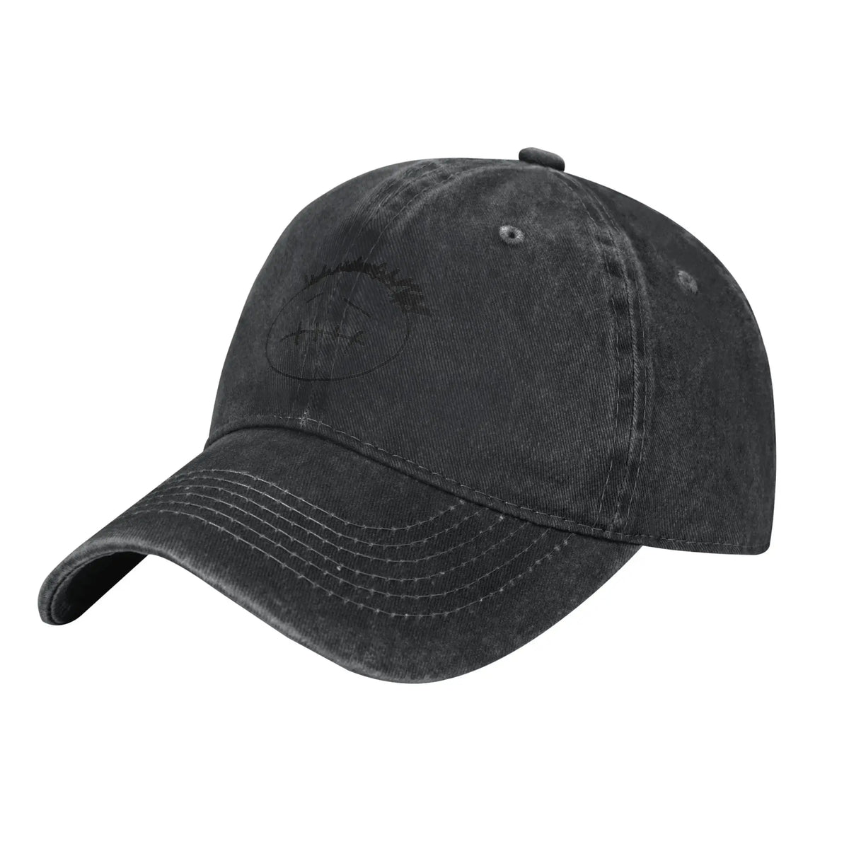 Washed Cotton Baseball Cap – Stitched-Mouth Face, 7 Colors