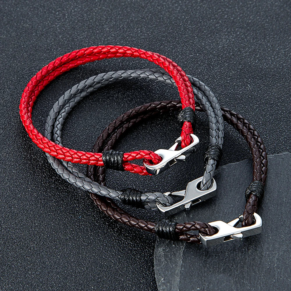 Leather Cord Bracelet – 3 mm, Square Magnetic Clasp