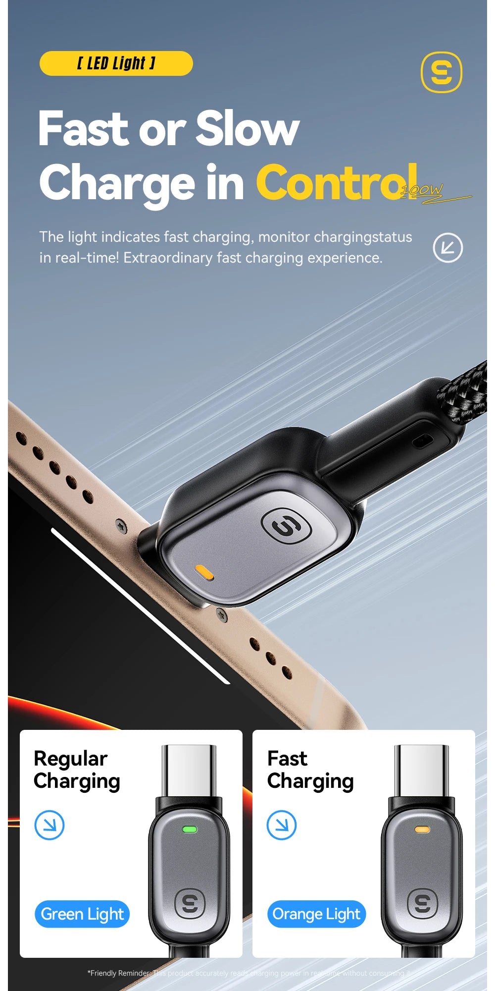 USB-C Cable with Charging Indicator – 60W or 100W