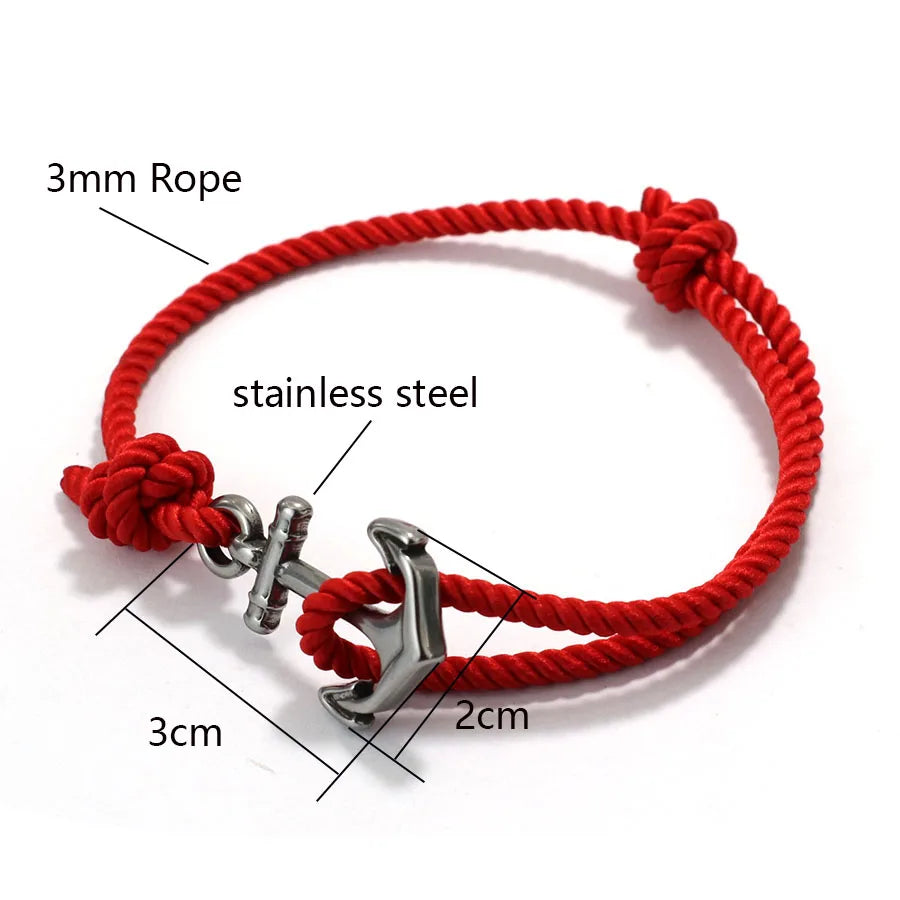 Anchor Rope Bracelet – Adjustable, 3 mm, 7 Colors