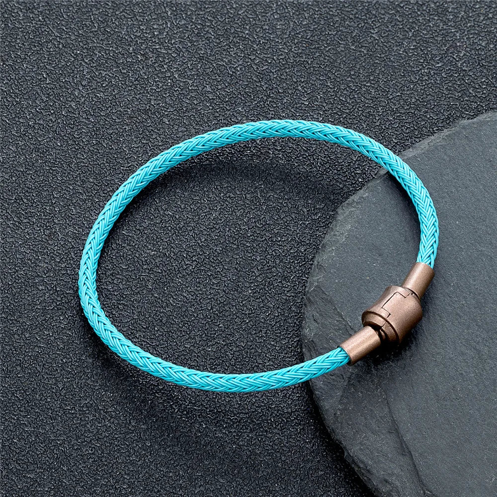 Braided Steel Cable Bracelet – 22 Colors, 19–23 cm