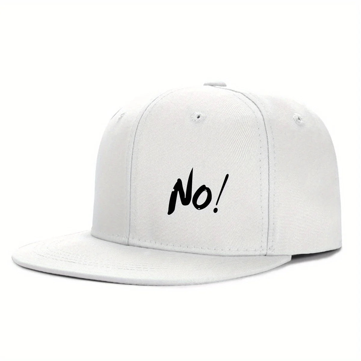 “No!” Graphic Flat-Brim Cap – 14 Colors