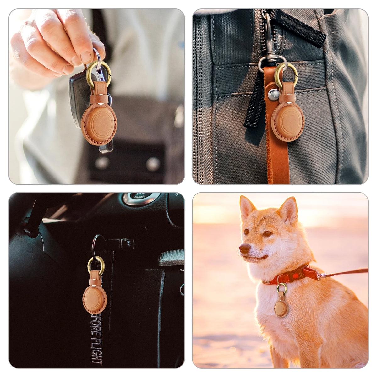 Genuine Leather for Apple Airtag Case Keychain Leather Protective Air tag Cases Cover Airtag Holder Accessories Key Ring Tracker deideas